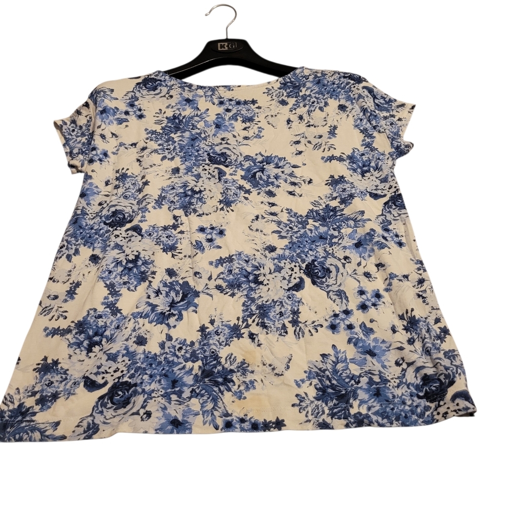 J. Jill Floral Pattern Luxe Supima Cotton Short Sleeves  T-shirt Sz XS